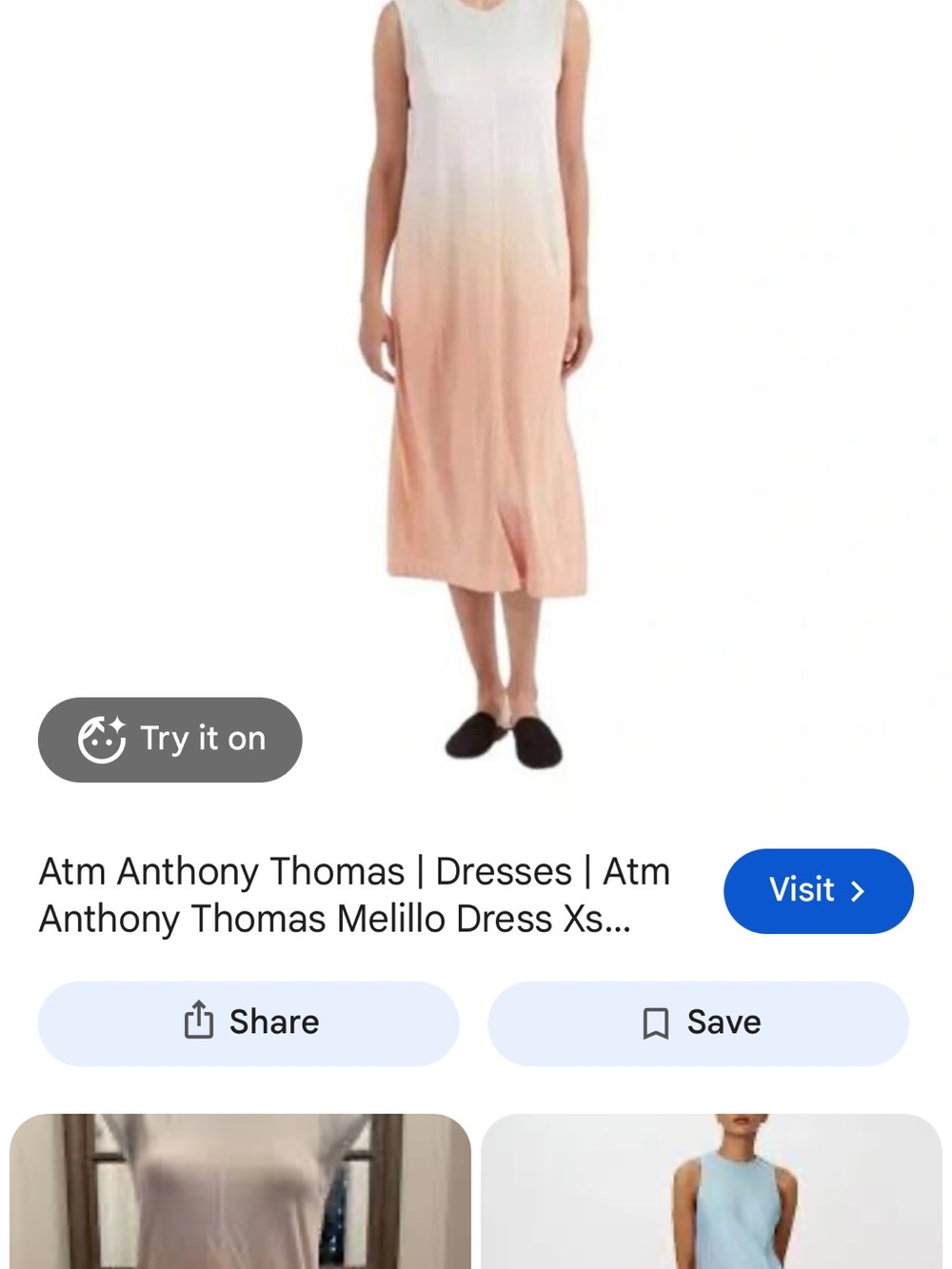 ATM Anthony Thomas Melillo White to Peach Ombre Midi Skirt Dress